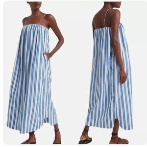 Ganni Striped organic cotton-poplin maxi dress